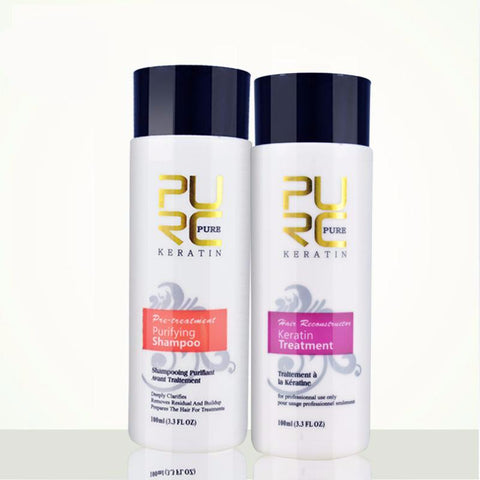 PURC Straightening hair Repair and straighten damage hair products Brazilian keratin treatment + purifying shampoo PURE 11.11 - 555 Famous
