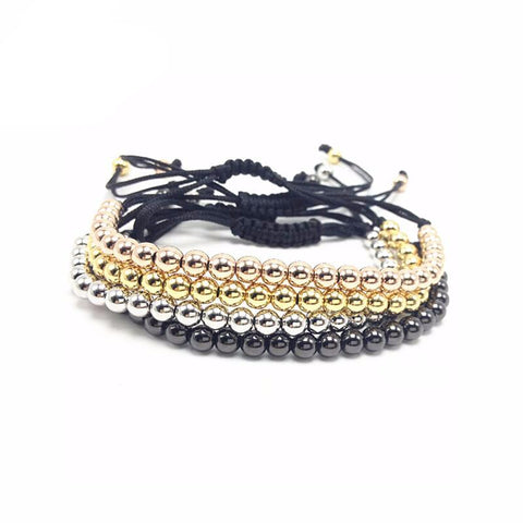 2016 Anil Arjandas Luxury Gold 4mm Round Beads Braided Macrame Bracelet Handmade Bracelets Men & Women New Style Accessories - 555 Famous