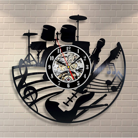 2017 Hot CD Vinyl Record Wall Clock Modern Design Musical Theme Decorative Black Art Watch Clock Saat Relogio De Parede