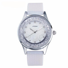 SINOBI Fashion Women's Diamonds Wrist Watches Silicone Watchband Top Luxury Brand Ladies Geneva Quartz Clock Females Hours 2017 - 555 Famous