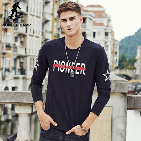 Pioneer Camp 2017 brand clothing Men T Shirt Long Sleeve Autumn Spring elastic T-Shirt  Cotton male top quality Tshirt 622104 - 555 Famous