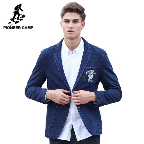 Pioneer Camp 2017 New arrival Brand Men Blazer fashion Spring male suit top quality 100% cotton jacket suit for men - 555 Famous