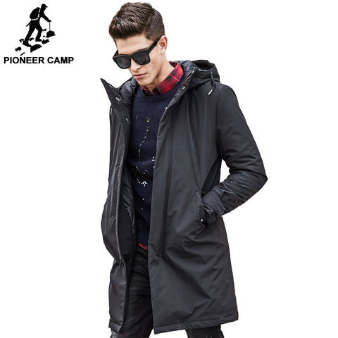 Pioneer Camp long winter Jacket men brand clothing male cotton Spring coat New top Quality black down Parkas men 611801 - 555 Famous