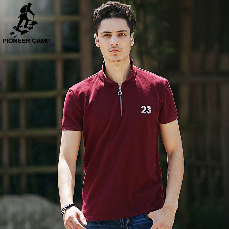 Pioneer Camp New wine red polo shirt men brand-clothing fashion simple – Famous