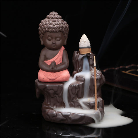 New chinese buddha ceramic incense burner censer holder set with joss sticks home living room bedroom office decor decoration