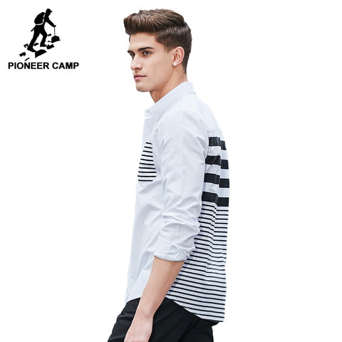 Pioneer Camp New Spring shirt men brand-clothing fashion striped shirt male quality 100% cotton casual shirt for men ACC701029 - 555 Famous