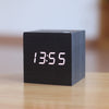 Cube wooden LED Alarm Clock,despertador Temperature Sounds Control LED display,electronic desktop Digital table clocks,SKU4A4A02