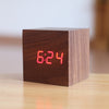 Cube wooden LED Alarm Clock,despertador Temperature Sounds Control LED display,electronic desktop Digital table clocks,SKU4A4A02