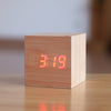 Cube wooden LED Alarm Clock,despertador Temperature Sounds Control LED display,electronic desktop Digital table clocks,SKU4A4A02