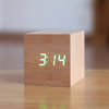 Cube wooden LED Alarm Clock,despertador Temperature Sounds Control LED display,electronic desktop Digital table clocks,SKU4A4A02