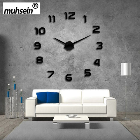 2017 new clock watch wall clocks horloge 3d diy acrylic mirror Stickers Home Decoration Living Room Quartz Needle free shipping