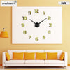 2017 new clock watch wall clocks horloge 3d diy acrylic mirror Stickers Home Decoration Living Room Quartz Needle free shipping