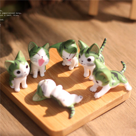 6pcs /set Kawayi Mini Cat Moss Micro World Bonsai Garden Small Ornament Landscape Home Garden Decoration