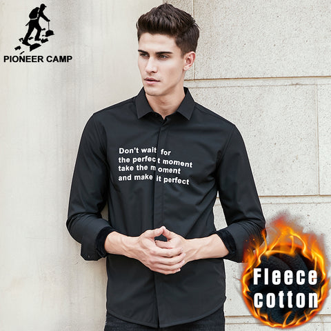 Pioneer Camp 2017 New thick winter shirt men brand clothing male fleece shirt fashion black warm male shirt for men 677186 - 555 Famous