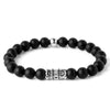 Mcllroy 8mm Black Nature Oxy Stone Beads Bracelet For Woman Men Jewelry Lion Charms Bracelet Men CZ Paved Anchor Charms - 555 Famous