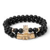 Mcllroy 8mm Black Nature Oxy Stone Beads Bracelet For Woman Men Jewelry Lion Charms Bracelet Men CZ Paved Anchor Charms - 555 Famous