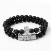 Mcllroy 8mm Black Nature Oxy Stone Beads Bracelet For Woman Men Jewelry Lion Charms Bracelet Men CZ Paved Anchor Charms - 555 Famous