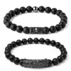 Mcllroy 8mm Black Nature Oxy Stone Beads Bracelet For Woman Men Jewelry Lion Charms Bracelet Men CZ Paved Anchor Charms - 555 Famous