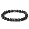 Mcllroy 8mm Black Nature Oxy Stone Beads Bracelet For Woman Men Jewelry Lion Charms Bracelet Men CZ Paved Anchor Charms - 555 Famous