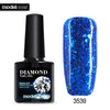 Modelones Hot Sale Diamond Nail Gel Blue Color Glitter UV Nail Polish Varnish Long Lasting Semi Permanent Led Nail Gel Glue - 555 Famous