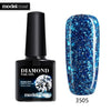 Modelones Hot Sale Diamond Nail Gel Blue Color Glitter UV Nail Polish Varnish Long Lasting Semi Permanent Led Nail Gel Glue - 555 Famous