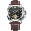 MEGIR Mechanical Automatic Watch Luminous Men Genuine Nubuck Leather Strap Waterproof Wristwatch Analog Display