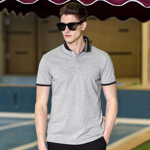 Pioneer Camp new short polo shirt men brand clothing simple casual patchwork polos male top quality 100% cotton grey ACP703084 - 555 Famous