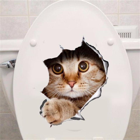 Cats Dogs 3D Wall Sticker Bathroom Toilet Living Room Kitchen Decoration Animal Vinyl Decals Art Sticker