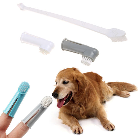3Pcs/set Pet Finger Toothbrush Dog Brush Breath Double Head Teeth Care Dog Cat Cleaning Toothbrushes For Dogs Pet Supplies