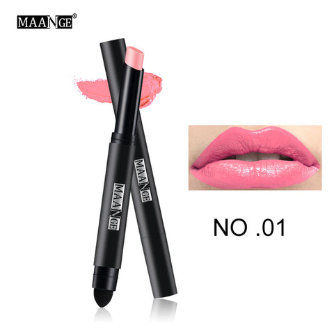 MAANGE Matte Lipstick Pen Nude Waterproof Lip Stick Makeup Double-end Moisturizer Lipstick Gloss Silky Red Sexy Beauty Cosmetic - 555 Famous