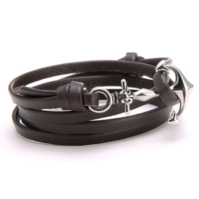 Punk Genuine Wrap Leather Bracelets Men Charm Anchor Bracelets Cuff Jewelry Leather Anchor Bracelets Gifts Bangles - 555 Famous