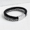 titanium steel de couro pulseiras masculinos 2017 Leather Bracelet,High Quality Punk Double Layer Cowhide Bracelet - 555 Famous