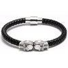 Charm bracelets Handmade bracelets wrap bracelet Men Stainless steel Black Leather Skull Punk style Love bracelet pulseira - 555 Famous