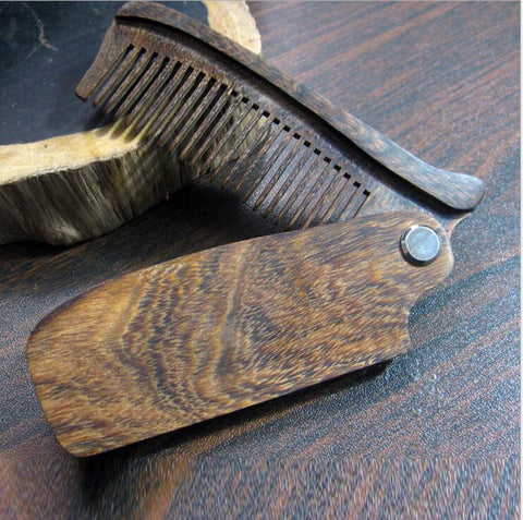 1pc Wooden Folding Beard Comb Pocket Size Moustache and Hair Combs Anti-static Comb for Men & Women Hair Care Tools - 555 Famous