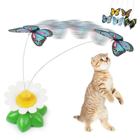 Cat Toys Electric Rotating Colorful Butterfly Funny  Pet Seat ScratchToy For Cats Kitten dropshipping 8 x 5.5cm