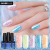 Modelones Newest 10ML Snowflake Gel UV Nail Varnish Semi Permanent Led Nail Gel Polish Nude Color Glitter UV Gel Nail Polish - 555 Famous