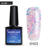 Modelones Newest 10ML Snowflake Gel UV Nail Varnish Semi Permanent Led Nail Gel Polish Nude Color Glitter UV Gel Nail Polish - 555 Famous