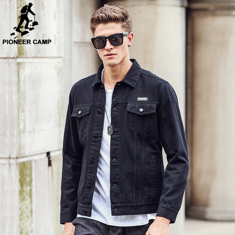 Pioneer Camp Men denim Jacket  100% cotton 2017 New Coat Fashion Trench famous Brand Casual Fit Tooling cargo Jacket  611309 - 555 Famous