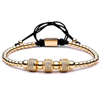 Men Braided Macrame Charm Bracelet Pulseras Mujer New Luxury Pave White CZ Round Micro CZ Paved Connector Bracelets - 555 Famous