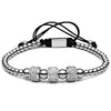 Men Braided Macrame Charm Bracelet Pulseras Mujer New Luxury Pave White CZ Round Micro CZ Paved Connector Bracelets - 555 Famous