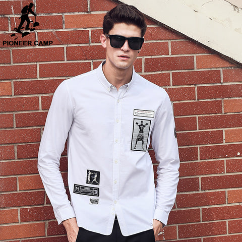Pioneer Camp Shirts Men high quality printed shirt male brand clothing fashion Long Sleeve autumn spring casual Shirt 611508 - 555 Famous
