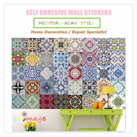 Mediterranean style Self Adhesive Tile Art Wall Decal Sticker DIY Kitchen Bathroom Home Decor Vinyl A
