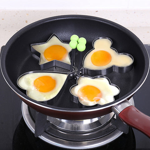 4pcs/set Star Heart Stainless steel egg shape tool Fried Egg Mold Pancake Rings Mold  Kitchen Tool