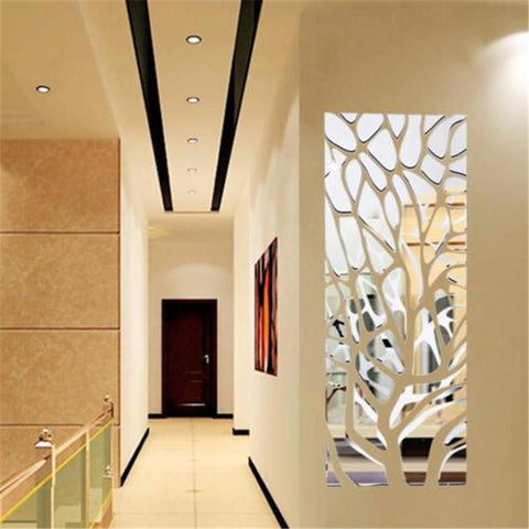 3D Mirror  Acrylic Modern Geometric Home Acrylic  Decorative Mirror Art DIY Wallpaper Home living room Wall Decor silver
