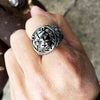 Ring men Stainless steel ring lion Biker Gothic Lion Head Ring Black Heavy Thai Unique bague Men's cocktail rings vintage - 555 Famous