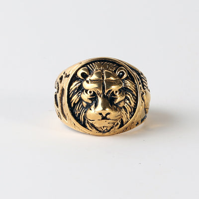 Ring men Stainless steel ring lion Biker Gothic Lion Head Ring Black Heavy Thai Unique bague Men's cocktail rings vintage - 555 Famous