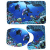 High Quality 3pcs/set Bathroom Non-Slip Ocean Style Pedestal Rug + Lid Toilet Cover + Bath Mat Blue Bathroom Decoration Gifts