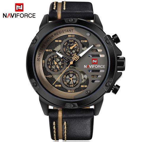 NAVIFORCE Luxury Sport Leather Quartz Men's Watch