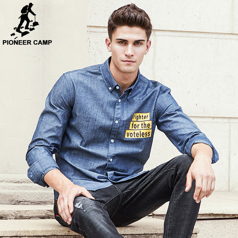 Pioneer Camp new arrival denim shirt men brand clothing top quality male jeans shirt mens fashion casual social shirts 677180 - 555 Famous